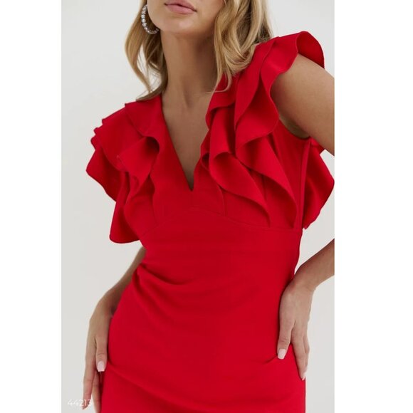 Vibrant Textured Crepe Dress with Frills - Brand New without tag - Picture 2 of 6